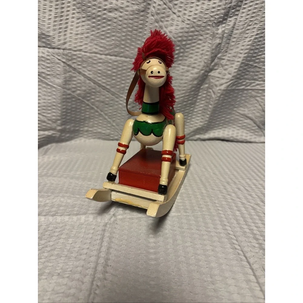 Vintage‎ Wooden Musical And Moving Rocking Horse. Tested. 8 Inches Tall